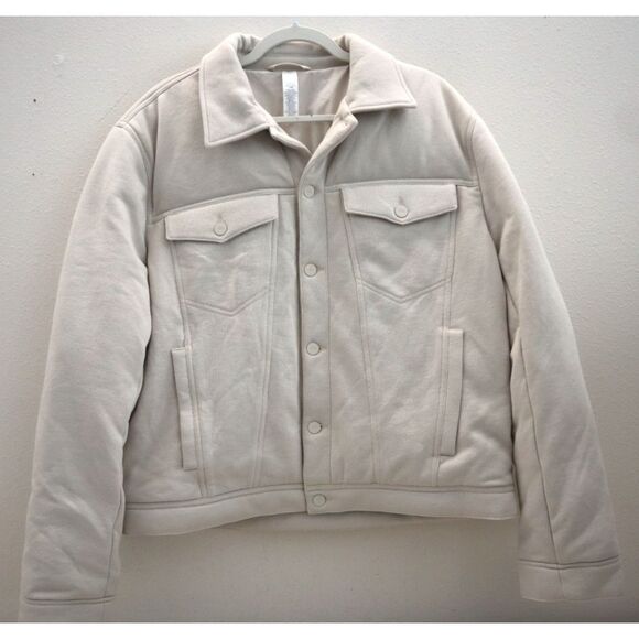 Alo Other - Alo W4380R Men's Sz M Bone/Beige French Terry Ease Trucker Jacket